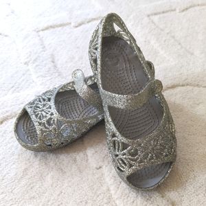 Silver glitter Crocs toddler size 10
